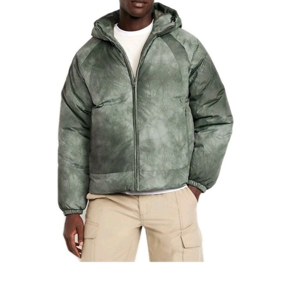 NWT Men's Old Navy Active Oversize Water Resistant Puffer Jacket Size L Green B1